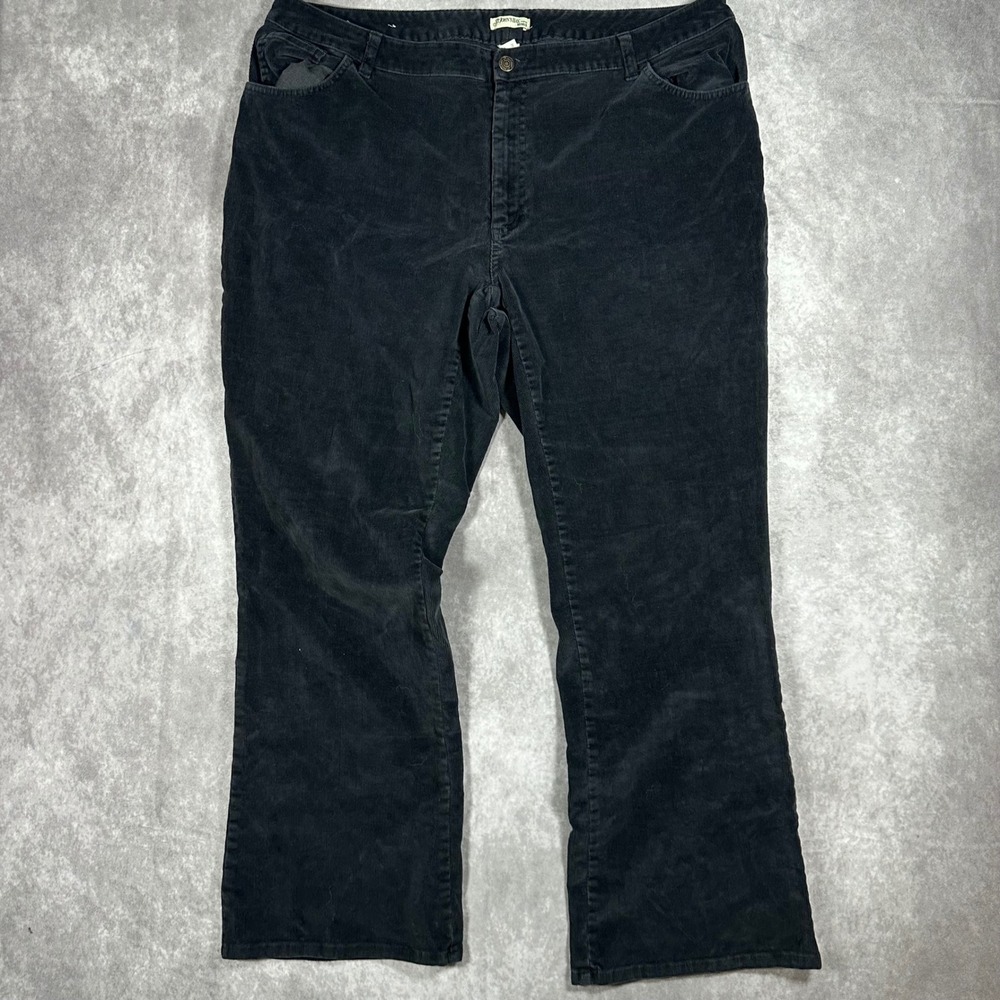 St Johns Bay Women Black Corduroy Stretch Pants Plus Size 20W Straight Leg